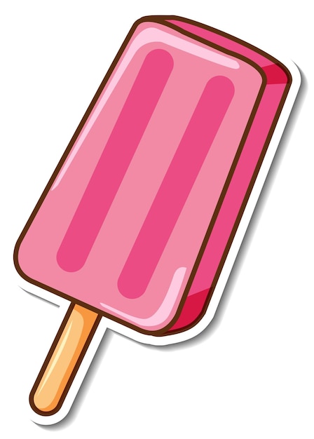 Free vector sticker strawberry ice cream stick