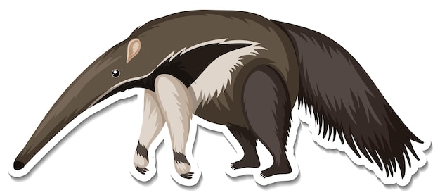 A sticker template of anteater cartoon character