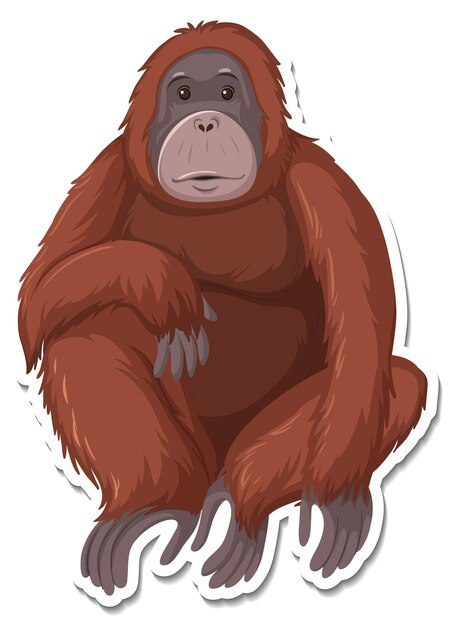 A sticker template of ape cartoon character