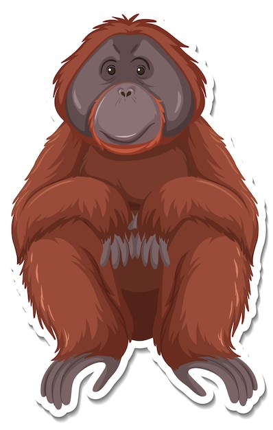 Free Vector a sticker template of ape cartoon character