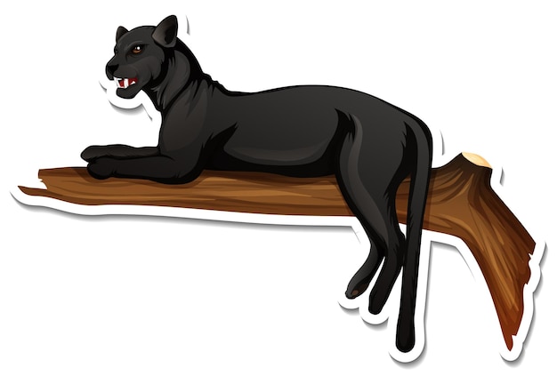 A sticker template of black panther cartoon character