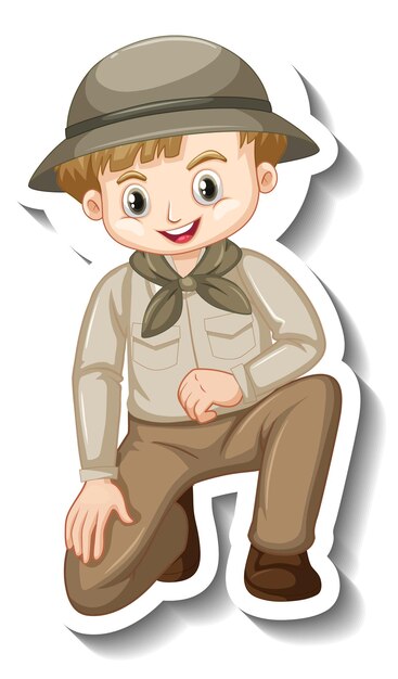 A sticker template of boy cartoon character