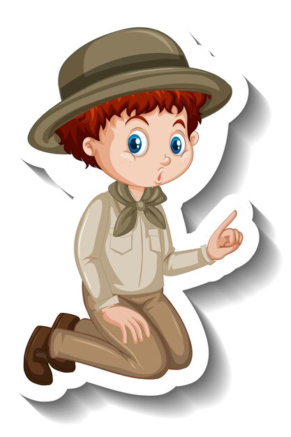 A sticker template of boy cartoon character