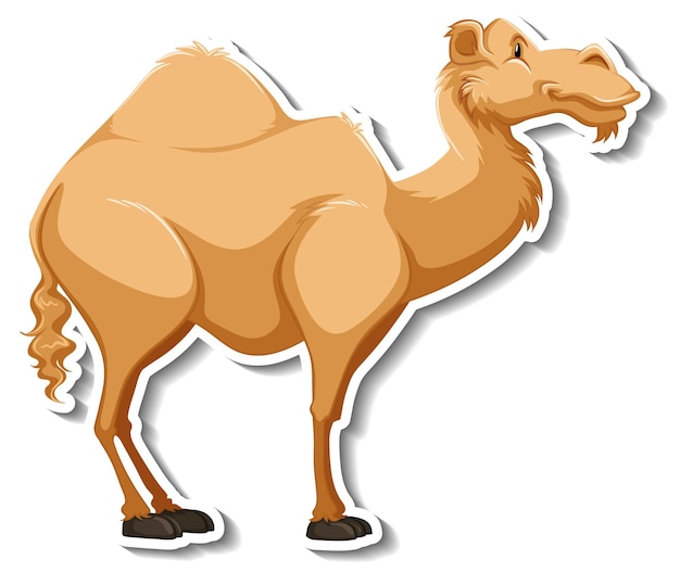 Free vector a sticker template of camel cartoon character