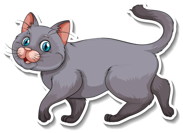 A sticker template of cat cartoon character