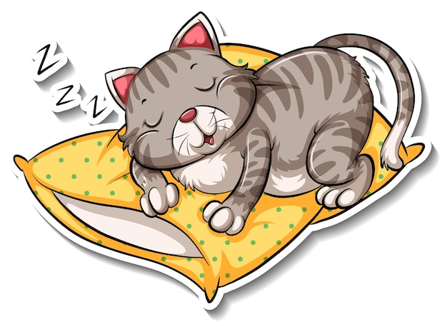 A sticker template of cat cartoon character