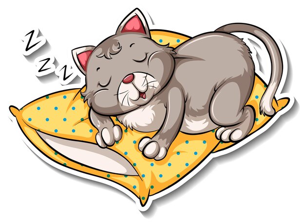 A sticker template of cat cartoon character