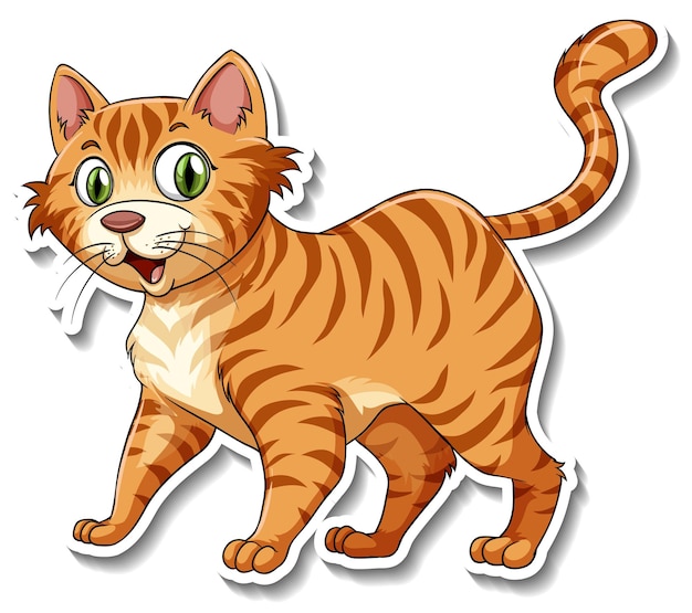 A sticker template of cat cartoon character