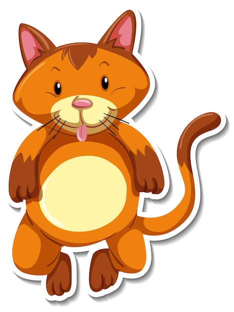 Free vector a sticker template of cat cartoon character