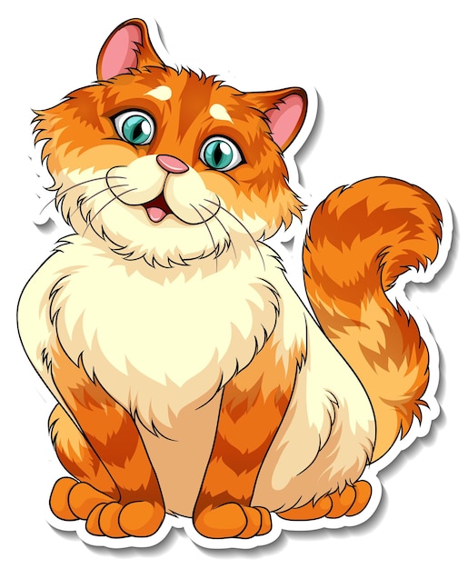 A sticker template of cat cartoon character