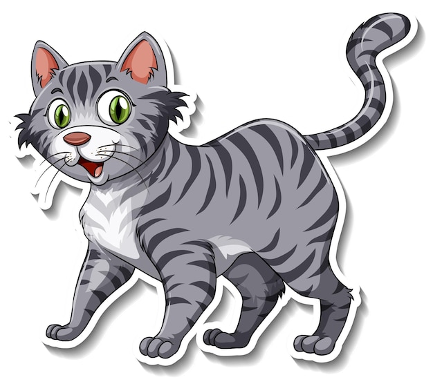 A sticker template of cat cartoon character