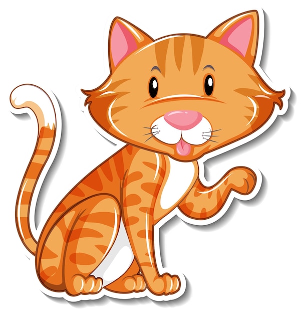 A sticker template of cat cartoon character