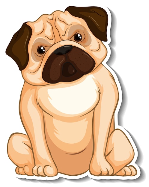 A sticker template of dog cartoon character