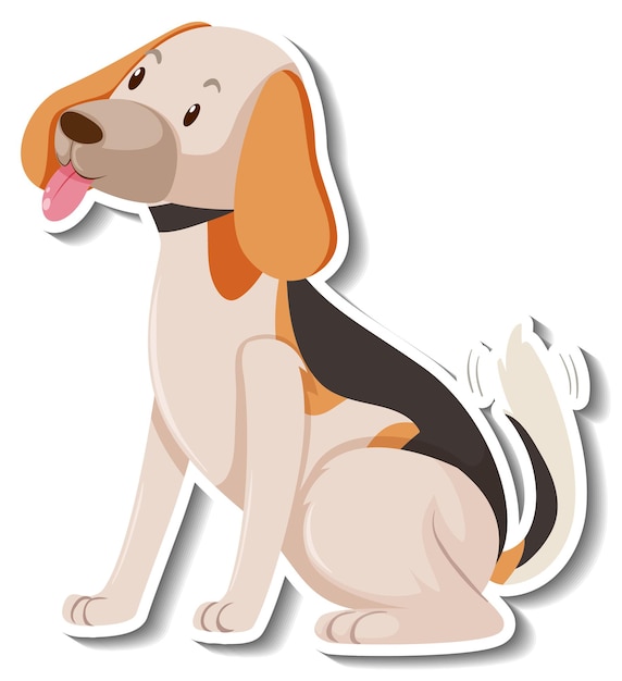 A sticker template of dog cartoon character