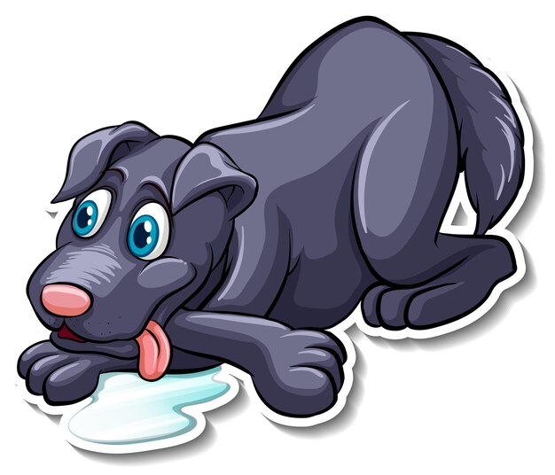 A sticker template of dog cartoon character