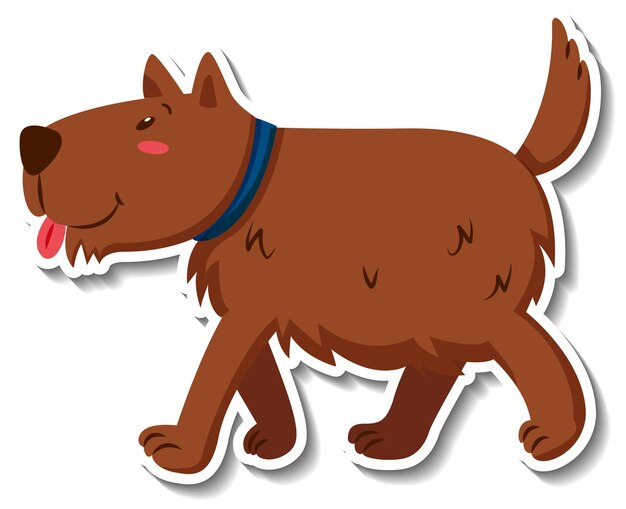 A sticker template of dog cartoon character