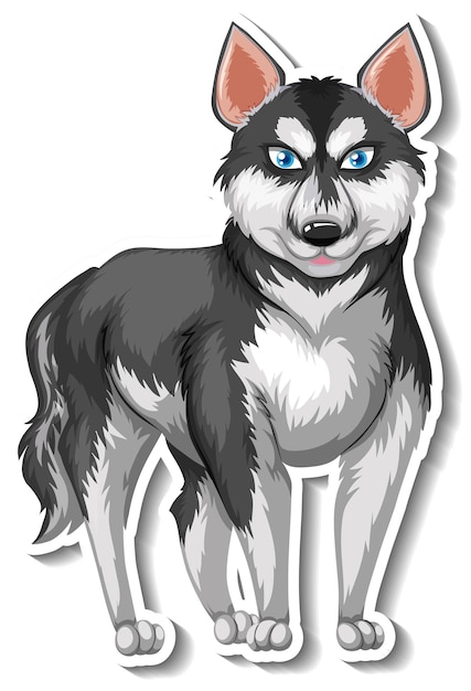 A sticker template of dog cartoon character