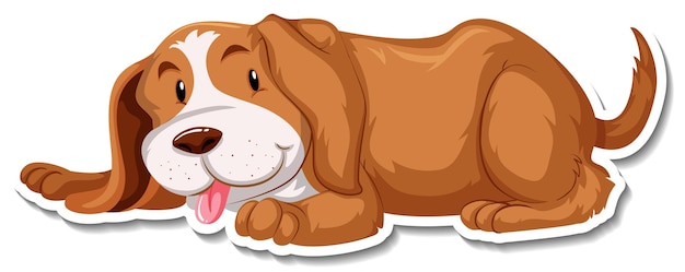 A sticker template of dog cartoon character