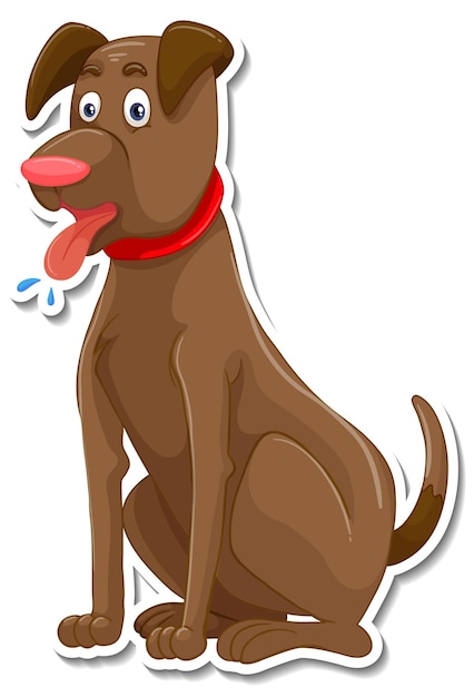 Free Vector a sticker template of dog cartoon character