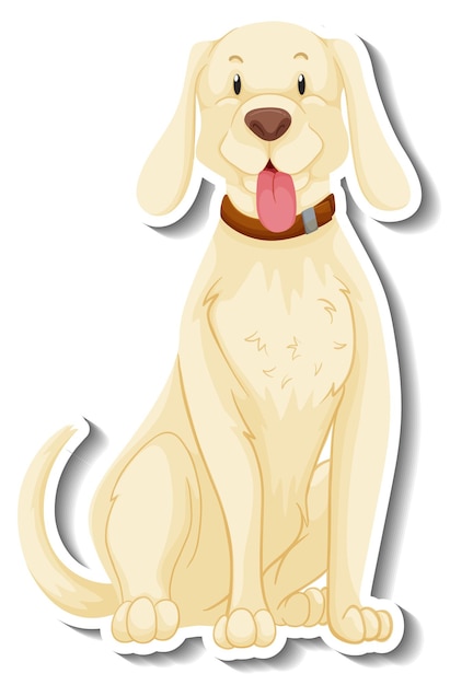 Free vector a sticker template of dog cartoon character