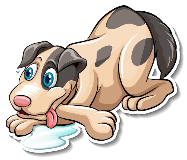 A sticker template of dog cartoon character