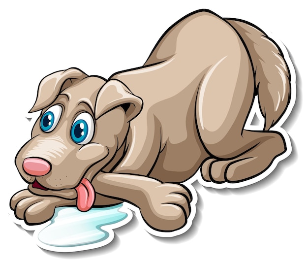 A sticker template of dog cartoon character