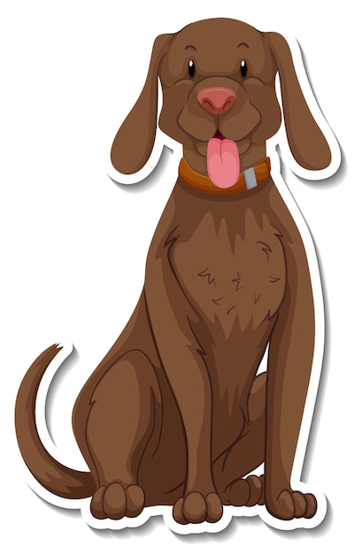 A sticker template of dog cartoon character