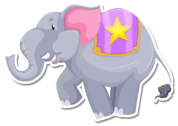 Free vector a sticker template of elephant cartoon character