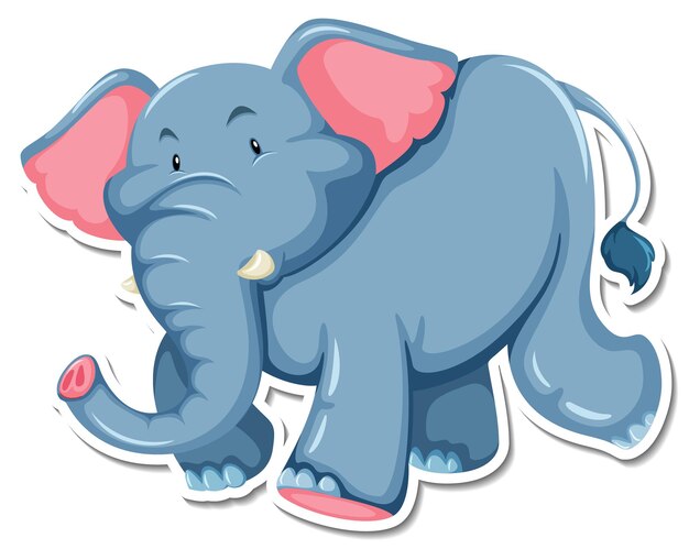 A sticker template of elephant cartoon character