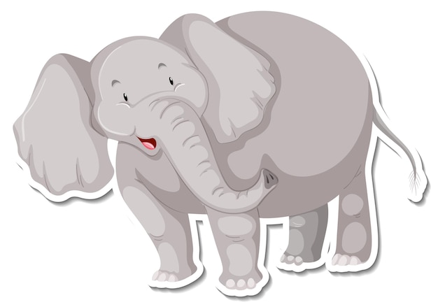 Free Vector a sticker template of elephant cartoon character