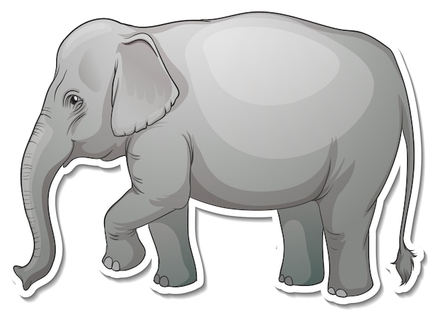 Free Vector a sticker template of elephant cartoon character