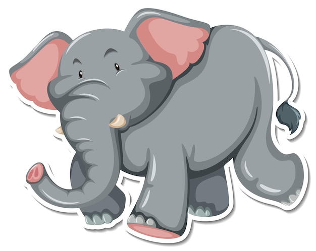 Free Vector a sticker template of elephant cartoon character