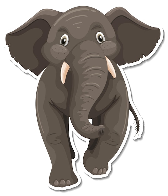 Free vector a sticker template of elephant cartoon character