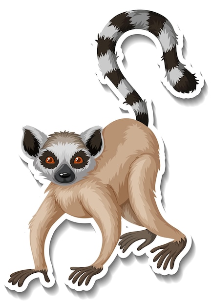 A sticker template of lemur cartoon character