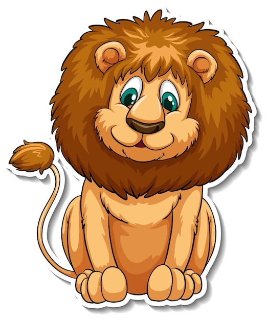 A sticker template of lion cartoon character