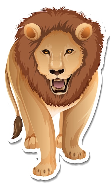 Free Vector a sticker template of lion cartoon character