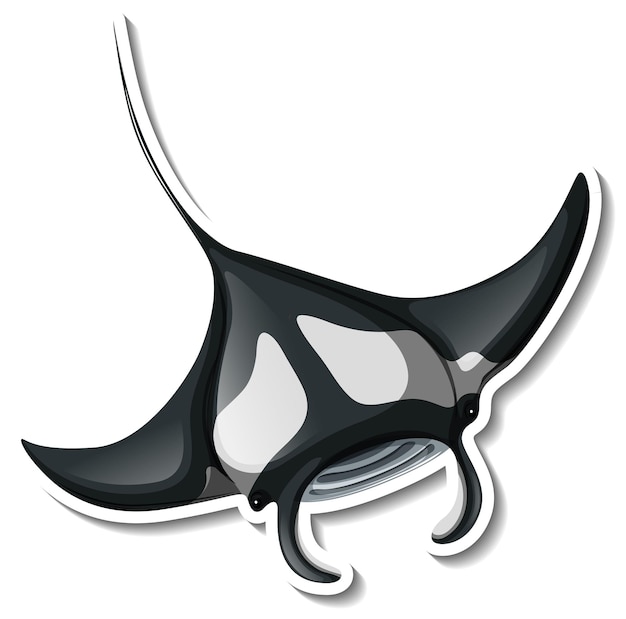 Free Vector a sticker template of manta ray cartoon character