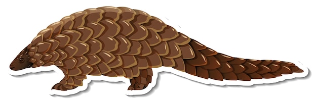 Free Vector a sticker template of pangolin cartoon character