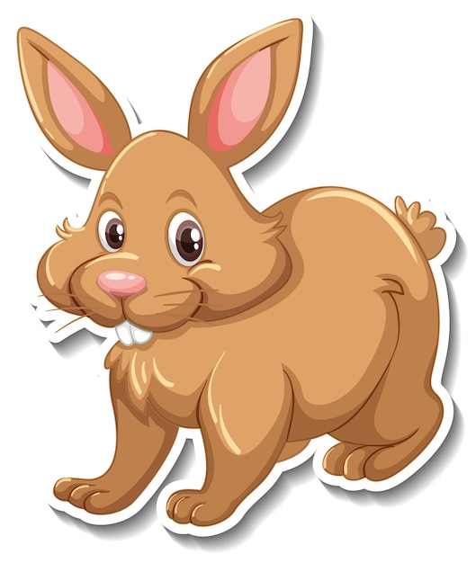 A sticker template of rabbit cartoon character