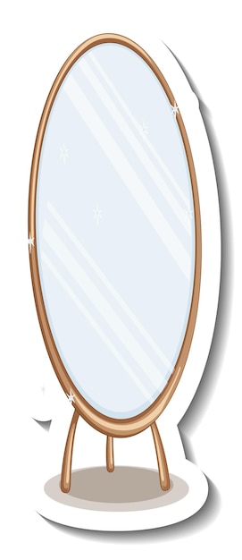 A sticker template of a standing mirror  isolated