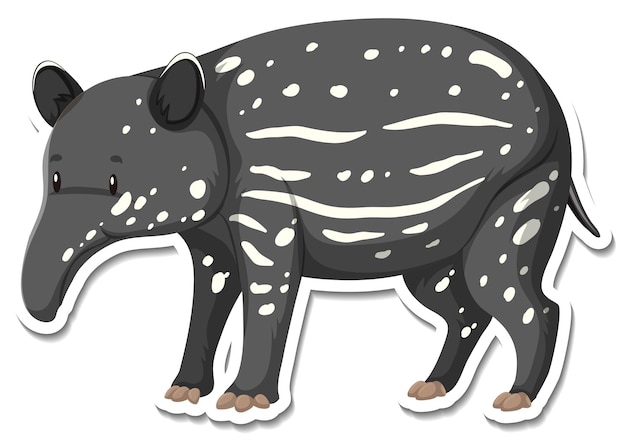 Free Vector a sticker template of tapir cartoon character