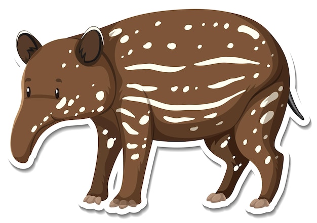 A sticker template of tapir cartoon character