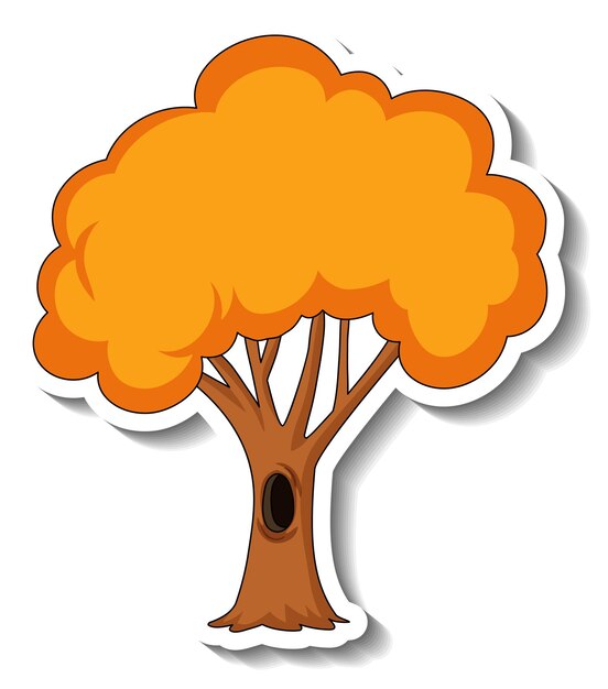 Sticker template with autumn tree isolated