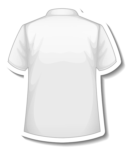 A sticker template with back of white polo shirt isolated