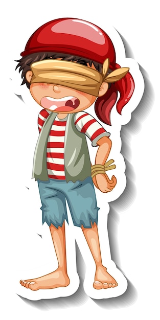 Free Vector a sticker template with a blindfolded pirate boy isolated