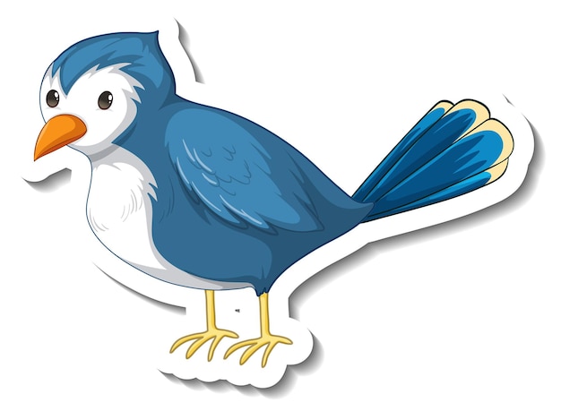 Free Vector sticker template with a blue bird isolated on white background