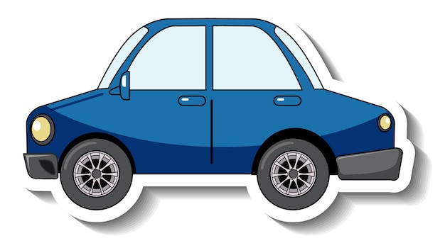 Sticker template with a blue car isolated