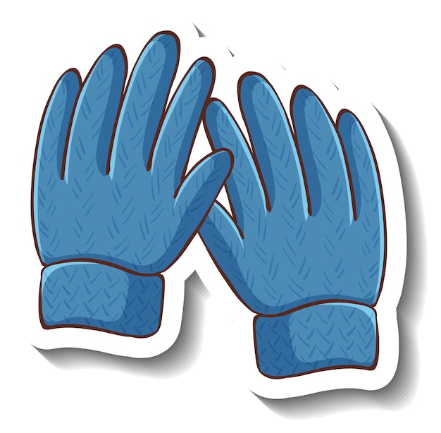 A sticker template with blue gloves isolated