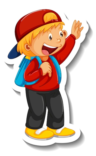 Free Vector sticker template with a boy cartoon character isolated