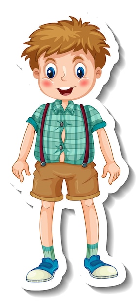 Free vector sticker template with a boy cartoon character isolated